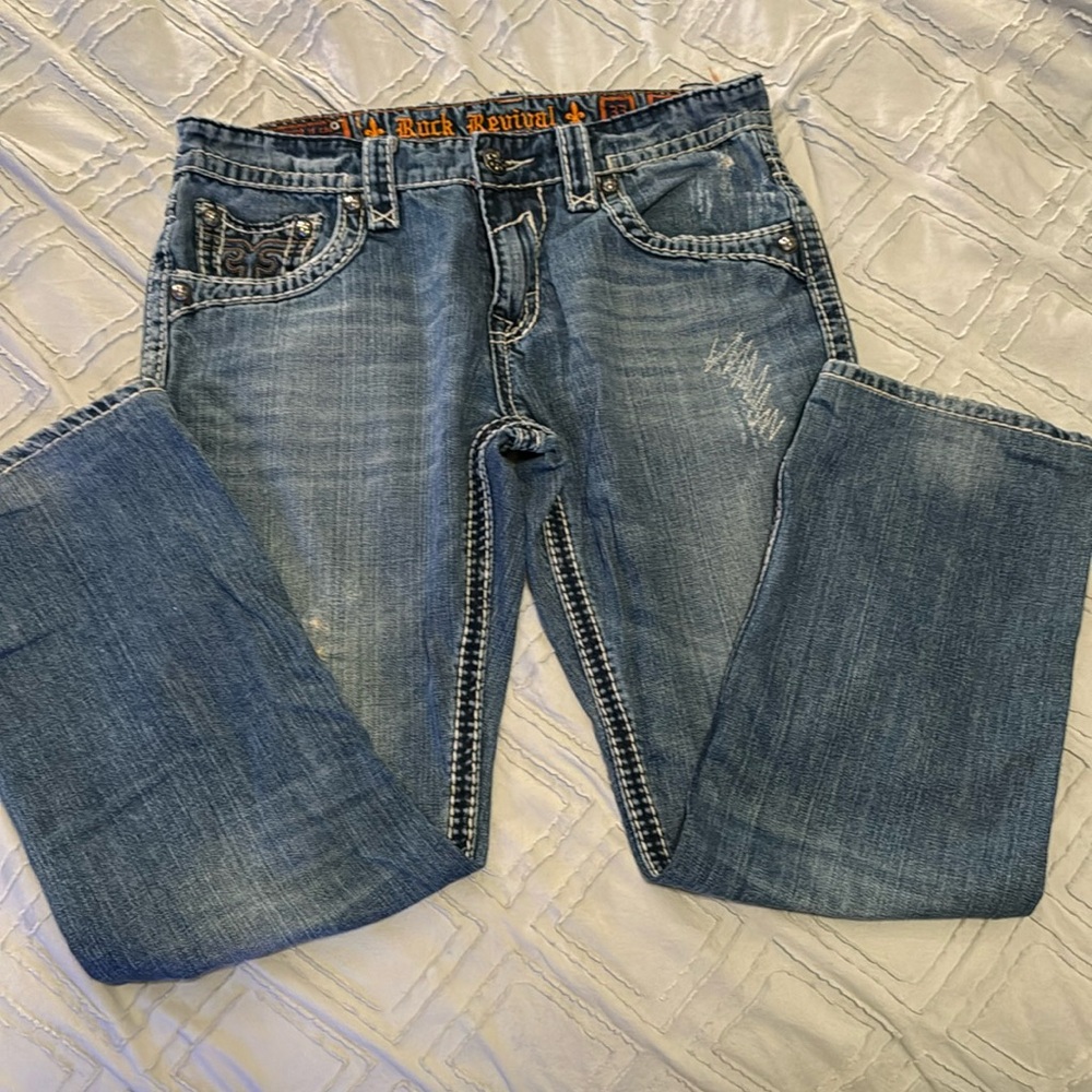 Rock Revival men’s denim blue jeans Billy Straight Leg size 33 x 30
